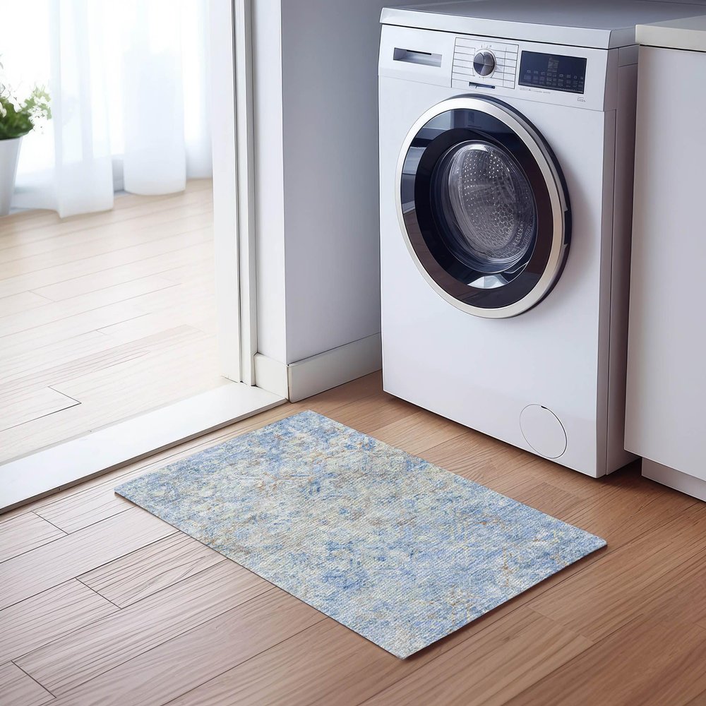 Addison Rugs Chantille ACN768 Blue 1'8" x 2'6" Indoor/Outdoor, Machine Washable, Easy Clean, Non Shedding, Bedroom, Living Room, Dining Room, Kitchen, Patio Rug