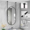 Ceiling Hanging Vanity Mirror, Bathroom Makeup Shaving Mirror Wall Mounted Mirror Floating Glass Mirrors for Living Room Bedroom Entryway, Black Oval Design (Size : 40cmx60cm) view 3