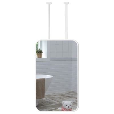Rectangle Mirror, White Metal Framed Bathroom Mirror Ceiling Hanging Mirror Wall Mounted Vanity Mirrors Decorative Suspended Mirror (Size : 50cmx60cm)