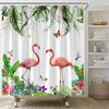 AMFD Flamingo Shower Curtain Tropical Plam Leaves Flower Butterfly Bathroom Curtains Decor Polyester Fabric Include Hooks,(47" Wx70 H) view 1