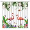 AMFD Flamingo Shower Curtain Tropical Plam Leaves Flower Butterfly Bathroom Curtains Decor Polyester Fabric Include Hooks,(47" Wx70 H) view 2