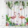 AMFD Flamingo Shower Curtain Tropical Plam Leaves Flower Butterfly Bathroom Curtains Decor Polyester Fabric Include Hooks,(47" Wx70 H) view 3