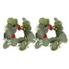 Operitacx 2pcs Artificial Leaf Candle Eucalyptus Wreaths for Wedding Table Centerpiece Valentine's Day Decor Rustic Greenery Berries Inner view 1