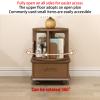 Bookshelf with Storage, Rotating Bookshelf Tower, Small Bookcase Bedside Table with Wheels, Wooden Bookcases, Bedside Storage Shelves, Suitable for Bedrooms, Living Rooms, Etc. view 3