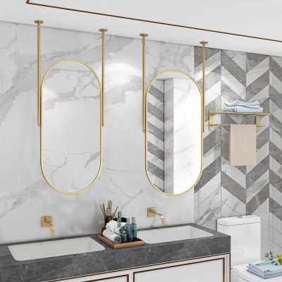 Modern Decorative Mirror for Ceiling Hanging, Oval Ceiling Mounted Mirror Makeup Shaving Mirrors for Living Room Bedroom Entrance, Floating Bathroom Mirrors (Size : 40cmx60cm)