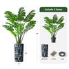 Artificial Tree in Contemporary Blue Stripe Patterned Planter, Fake Monstera Silk Tree for Indoor and Outdoor Home Decoration - 65" Overall Tall (Plant Pot Plus Tree) view 3
