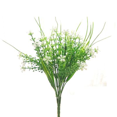 10 PCS Artificial Fern Leaf, Fake Plants Outdoor, Fake Bushes UV Resistant Artificial Flowers Greenery Shrubs Faux Greenery for Outdoor Garden Patio Yard Decor,Milfoil (White)