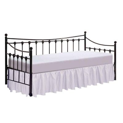 Daybed Skirt Dust Ruffle Split Corners 100% Organic Cotton with 14 Inch Drop Day Bed Skirts - White