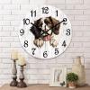 COCOKEN English Springer Spaniel Round PVC Wall Clock Peeking Dog Quiet Silent Wall Clock Aesthetic Decorative Clock for School Kitchen Office Wall Hanging 12 Inch view 2