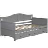 Elegant Twin Wooden Daybed with Trundle Bed, Sofa Bed for Bedroom Living Room Guest Room Small Bedroom, Study Room (Gray-@81) view 4