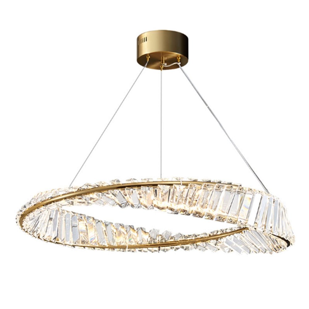 SteFik Modern Luxury Crystal LED Ceiling Hanging Lamp Novel Decorated Pendant Lamp Compatible with Dining Room Living Room Kitchen Gold Chandelier with Adjustable Cord Interesting Life,Pendant