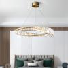 SteFik Modern Luxury Crystal LED Ceiling Hanging Lamp Novel Decorated Pendant Lamp Compatible with Dining Room Living Room Kitchen Gold Chandelier with Adjustable Cord Interesting Life,Pendant view 2