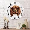 COCOKEN 12 Inch PVC Wall Clock Sussex Spaniel Digital Wall Clock Pet Dog Large Clock Wall Decorations for Bedroom Office School Decorations view 2