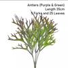 10 PCS Artificial Fern Leaf, Fake Plants Outdoor, Fake Bushes UV Resistant Artificial Flowers Greenery Shrubs Faux Greenery for Outdoor Garden Patio Yard Decor,Antler (Purple-Green) view 2