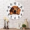 COCOKEN Redbone Coonhound Round Wall Clock Peeking Dog Clock Wall Art Dog Mom Gift Wood Clock Silent Non-Ticking Decorative Wall Clock for Living Room Bedroom Kitchen 12" view 2