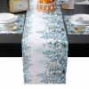 Watercolor Eucalyptus Table Runner with Placemats Set of 6, Cotton Linen Kitchen Dining Mats Long Table Cover 13"x70" Blue Leaves Botanical Plant Table Mats Set for Living Room/Dresser/Dining Table view 1