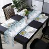 Watercolor Eucalyptus Table Runner with Placemats Set of 6, Cotton Linen Kitchen Dining Mats Long Table Cover 13"x70" Blue Leaves Botanical Plant Table Mats Set for Living Room/Dresser/Dining Table view 2