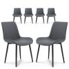 seonyou Dining Chairs Set of 6 Dark Gray, Upholstered Faux Leather Mid Century Modern Kitchen Chair Comfortable Dining Room Chairs with Metal Frame view 1