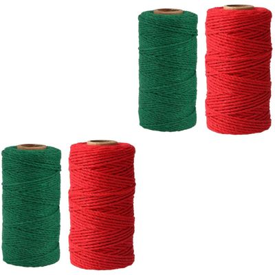 EXCEART 4pcs Colored Cotton Rope Twine for Crafts Decorative Woven String for Wrapping Tapestry Weaving and Festive Decorations for Weddings Birthdays and Gardening