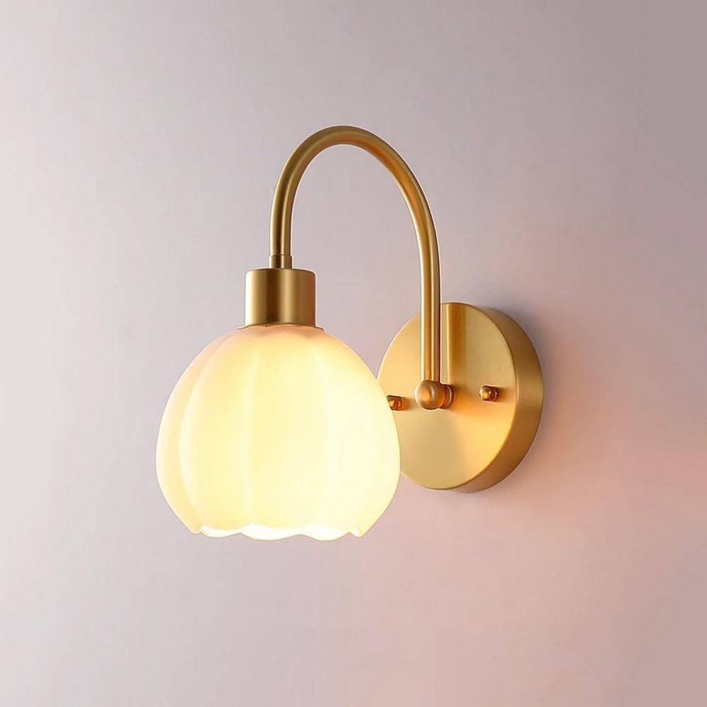 SteFik Wall Light Bedside Decor Lamp Small Wall Lights with Glass Shade Home Brass Wall Sconces Modern Bedroom Wall Lighting Indoor Balcony Bathroom Kitchen Hallway Wall Reading Lamp,Pendant