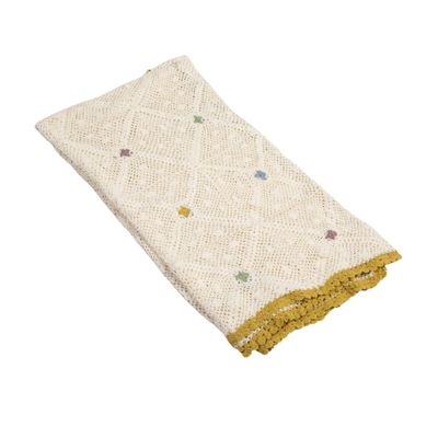 Creative Co-Op Hand-Woven Reclaimed Cotton Crocheted Throw with Diamond Pattern, Multicolor