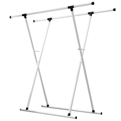 RUANLOV Clothes Drying Rack, Telescopic Clothes Drying Pole, Floor-Standing Removable Indoor Double-Pole Clothes Hanger, Stainless Steel Heavy Duty Clothes Hanger (78)