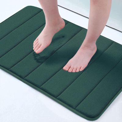 Buganda Memory Foam Bath Mat, 24" x 16", Ultra Soft and Non-Slip Bathroom Rugs, Water Absorbent and Machine Washable Bath Rug for Bathroom, Shower, and Tub, Dark Green