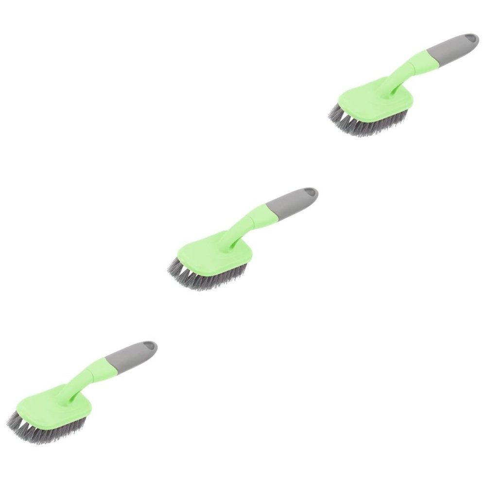 PartyKindom 3pcs Plastic Floor Brush for Efficient Bathroom Cleaning Handle Tile Scrubbing Brush Bristles for Grout Gaps and for Tough Bathroom
