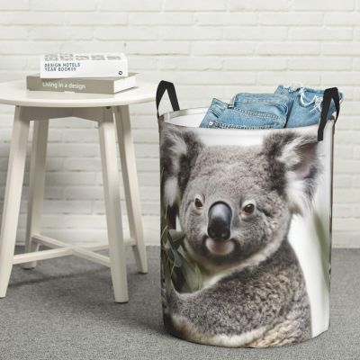 Laundry Hamper with Handles Laundry Basket Koala Round Laundry Baskets Circular Hamper for Bathroom Organizer Basket Lightweight Storage Baskets for Bathroom