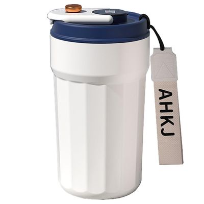 15 oz Smart LED Temperature Display Stainless Steel Vacuum Coffee Cup with Ceramic Liner,Coffee Travel Mug Spill Proof with LED Temperature Display Lid,Coffee Cups for Keep Hot/Ice (Blue, 15 oz)
