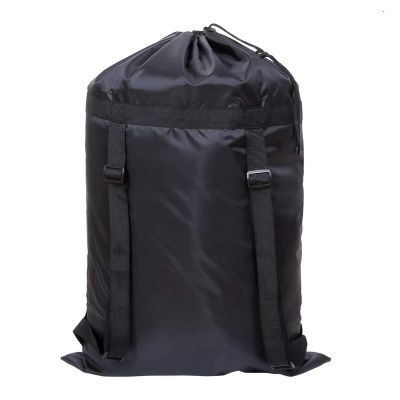 BILIKEYU Black Backpack Laundry Bag with Shoulder Straps Large Travel Backpacks Extrawith Drawstring Closure for College Travel Laundromat Apartment Outdoor Storage Bag Clear (Black, One Size)