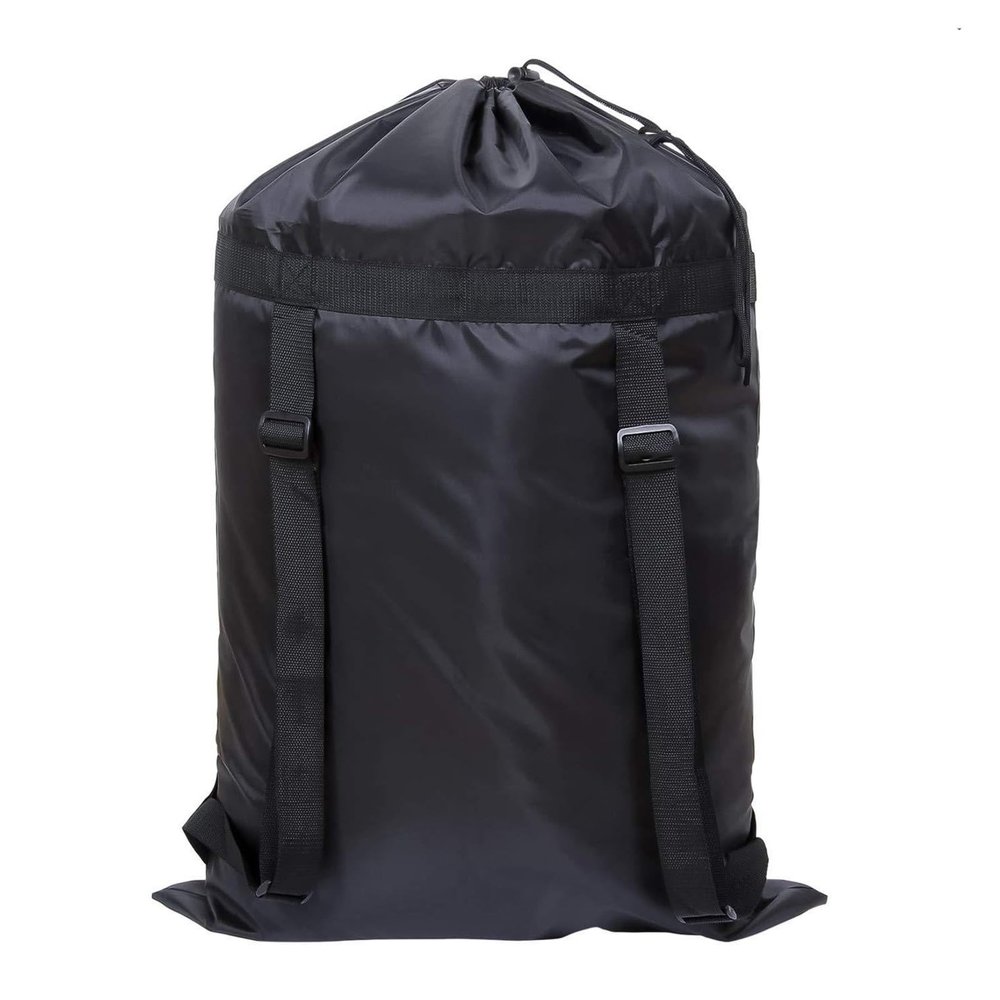 BILIKEYU Black Backpack Laundry Bag with Shoulder Straps Large Travel Backpacks Extrawith Drawstring Closure for College Travel Laundromat Apartment Outdoor Storage Bag Clear (Black, One Size)