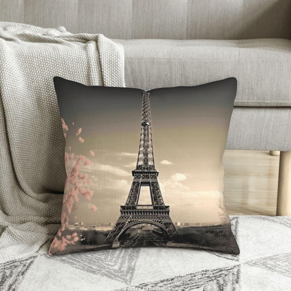 RLDOBOFE Paris Tower Print Decorative Throw Pillow Covers Corduroy Cushion Covers Soft Throw Pillow Case Sofa Pillow Case Square Cushion Case for Living Room Bed Couch Car Home Decor 18"x18"