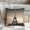 RLDOBOFE Paris Tower Print Decorative Throw Pillow Covers Corduroy Cushion Covers Soft Throw Pillow Case Sofa Pillow Case Square Cushion Case for Living Room Bed Couch Car Home Decor 18"x18" view 1
