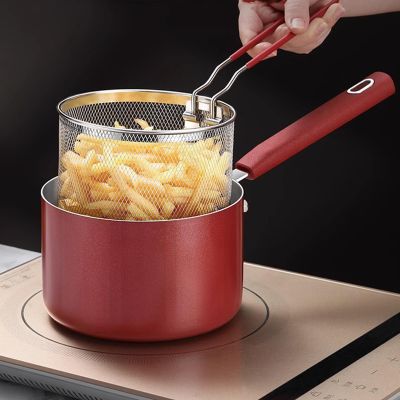 304 Stainless Steel Deep Fryer, Tempura Deep Fryers, with Filter Mesh, Food Tong, Can Be Fryer or Boiled, for Fryer Chicken Fries