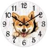 COCOKEN Shiba Inu Wall Clock Puppy Doggy PVC Wall Clock 10inch Rustic Farmhouse Clock Silent Battery Operated Round Wall Decor for Bedroom Master Room view 1