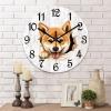 COCOKEN Shiba Inu Wall Clock Puppy Doggy PVC Wall Clock 10inch Rustic Farmhouse Clock Silent Battery Operated Round Wall Decor for Bedroom Master Room view 2
