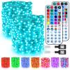 BrizLabs Fairy String Lights - 2 Pack 66ft 200 LED Color Changing Fairy Lights with Remote, Plugin Red White Blue Twinkle Light Rainbow Firefly Starry Light for Xmas Tree Halloween July 4th Easter view 1