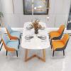 Amunpitic Dining Chair Set of 1, PU Leather Living Room Chairs, Upholstered Dining Chair, Chairs for Kitchen with Backrest Metal Legs, for Kitchen & Dining Room Chairs (White) view 2