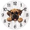 COCOKEN Mastiff Wall Clock,Dog Peeking Wood Clock,Dog Lover Round Wooden Clock Gifts Novelty Wall Clock for Home Kitchen Living Room Office 12 X 12 Inch view 1