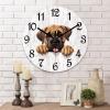 COCOKEN Mastiff Wall Clock,Dog Peeking Wood Clock,Dog Lover Round Wooden Clock Gifts Novelty Wall Clock for Home Kitchen Living Room Office 12 X 12 Inch view 2
