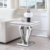 SSLine Modern White Faux Marble End Table Luxury Square Sofa Side Table with Silver Diamond Base Mid-Century Elegant Bedside Table w/Mirrored Stainless Steel Frame for Living Room Bedroom view 1