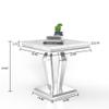 SSLine Modern White Faux Marble End Table Luxury Square Sofa Side Table with Silver Diamond Base Mid-Century Elegant Bedside Table w/Mirrored Stainless Steel Frame for Living Room Bedroom view 2