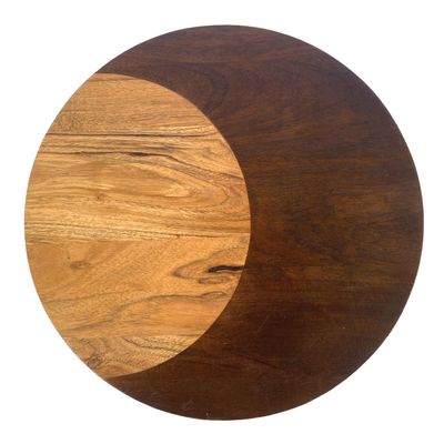 Bloomingville Round Two-Tone Wood Cheese and Cutting Board, Natural and Walnut