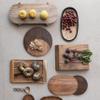Bloomingville Round Two-Tone Wood Cheese and Cutting Board, Natural and Walnut view 2