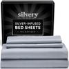 Silvery Silver Infused Bed Sheets Set - Ultra-Soft Temperature-Regulating Fabric with Self-Cleaning Technology That Stays Fresh 3X Longer for Hygienic Sleep (Gray, Full) view 1