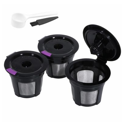Eaykee Reusable k Cups Coffee Filters - 3 packs Coffee Pods Compatible with Keurig Machines 2.0 & 1.0 Coffee Makers - Fit K Elite K Classic K Compact K Latte K Select (Black)
