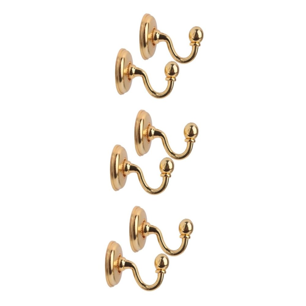 ABOOFAN 6pcs Vintage Golden Alloy Pommel Hooks Decorative Hangers for Hats Coats Wall-Mounted Curtain Tiebacks for Easy Installation Included Hardware