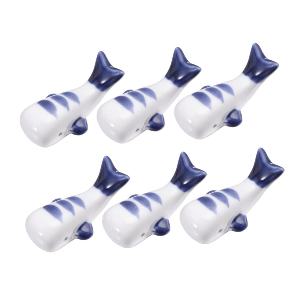 MAGICLULU 6pcs Whale Shape Ceramic Chopsticks Holder Elegant Tableware Rest for Spoons and Forks Creative Home Decor for Dining Tables and Gifts
