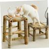 MAGICLULU Old-Fashioned Stool for Home Vintage Style Chair for Bedroom Sturdy Weaving Design for Room Balcony Use Height view 2